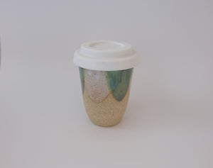 Green & White Waves Travel Mug