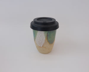 Green & White Waves Travel Mug